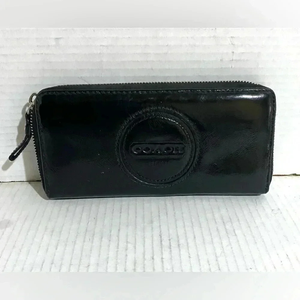Coach black patent leather wallet